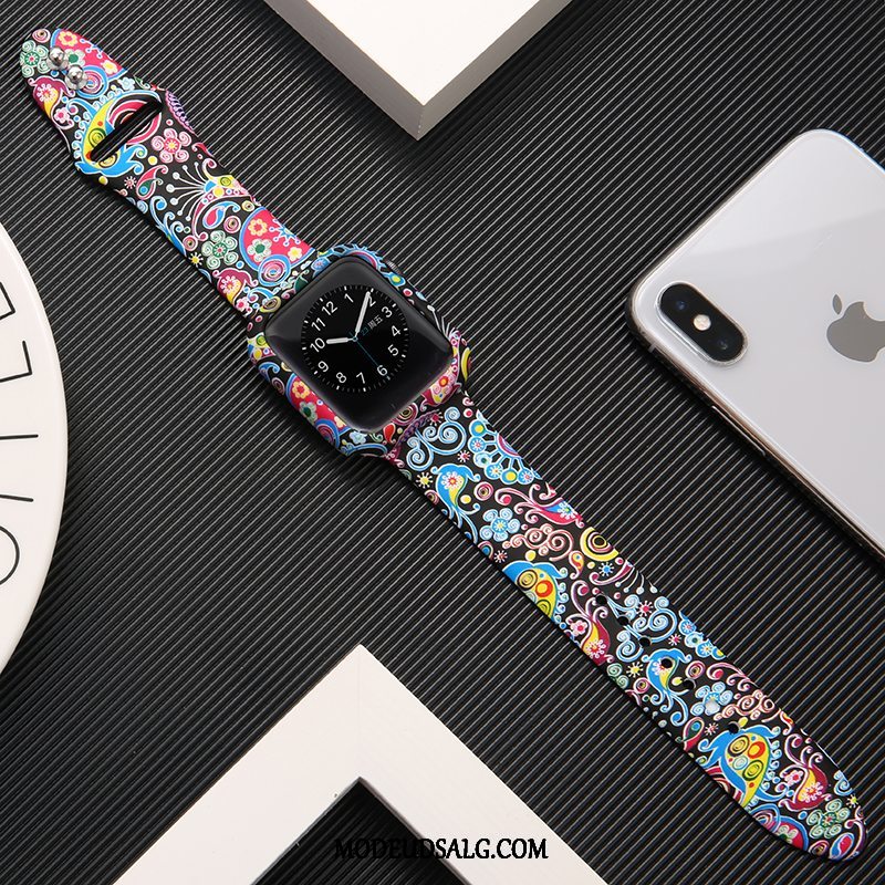 Apple Watch Series 1 Etui Silikone Tryk Sort Trendy Beskyttelse