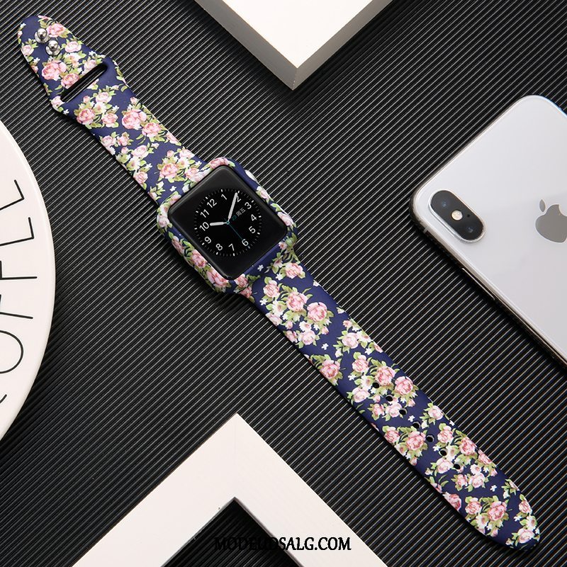 Apple Watch Series 1 Etui Silikone Tryk Sort Trendy Beskyttelse