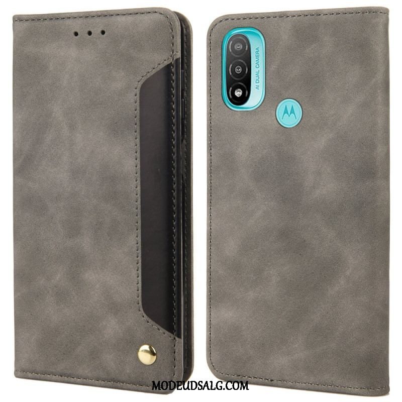 Cover Moto E40 / E30 / E20 Flip Cover Tofarvet Business Lædereffekt