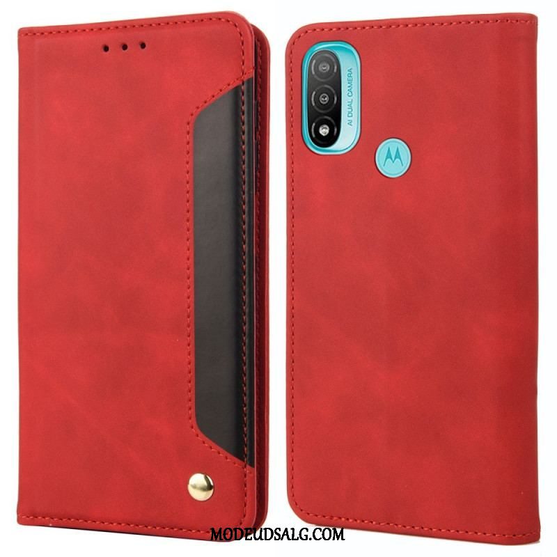 Cover Moto E40 / E30 / E20 Flip Cover Tofarvet Business Lædereffekt