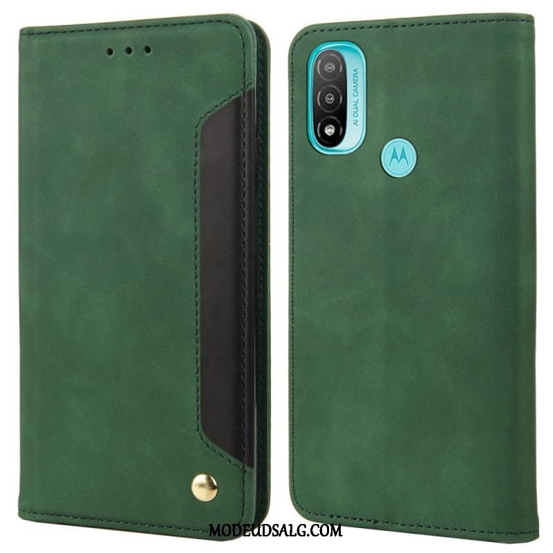 Cover Moto E40 / E30 / E20 Flip Cover Tofarvet Business Lædereffekt