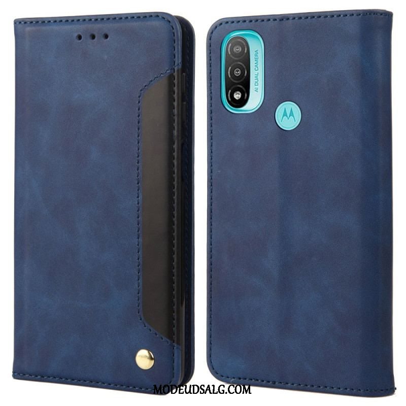 Cover Moto E40 / E30 / E20 Flip Cover Tofarvet Business Lædereffekt