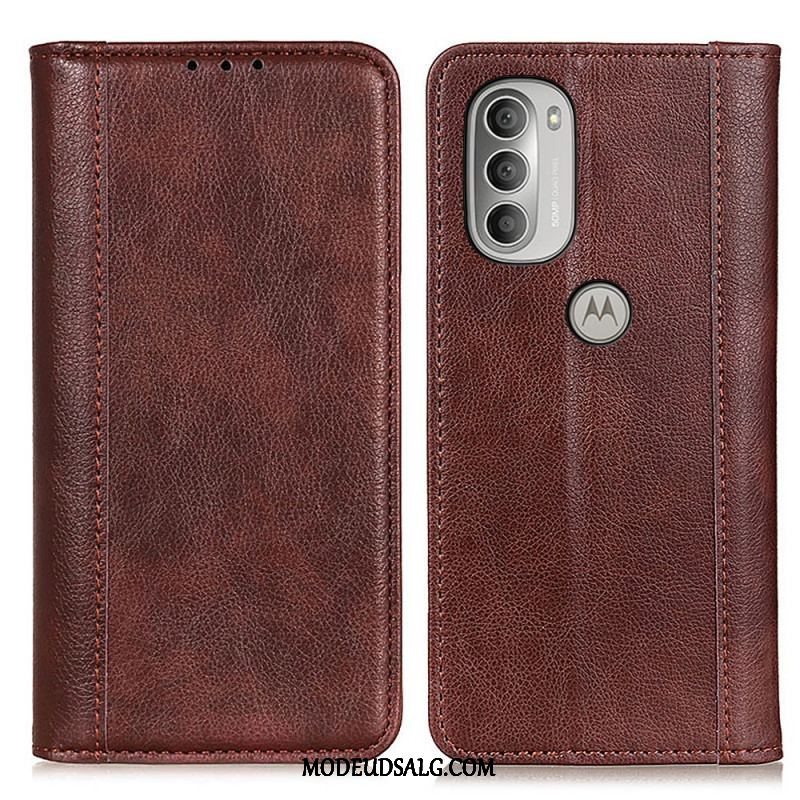 Cover Moto G51 5G Flip Cover Elegance Split Litchi Læder