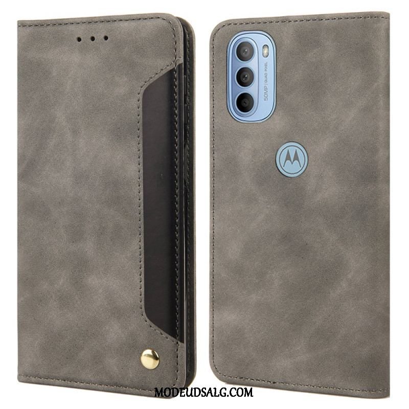 Cover Moto G51 5G Flip Cover Tofarvet Business Lædereffekt