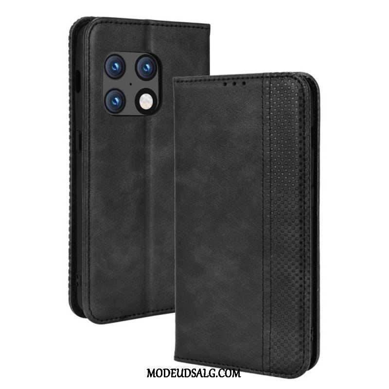 Cover OnePlus 10 Pro 5G Flip Cover Stiliseret Vintage Lædereffekt