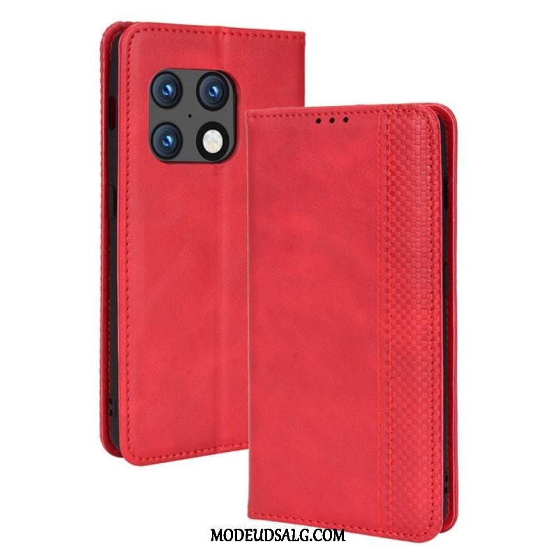 Cover OnePlus 10 Pro 5G Flip Cover Stiliseret Vintage Lædereffekt