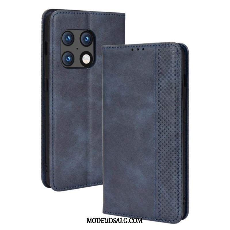 Cover OnePlus 10 Pro 5G Flip Cover Stiliseret Vintage Lædereffekt