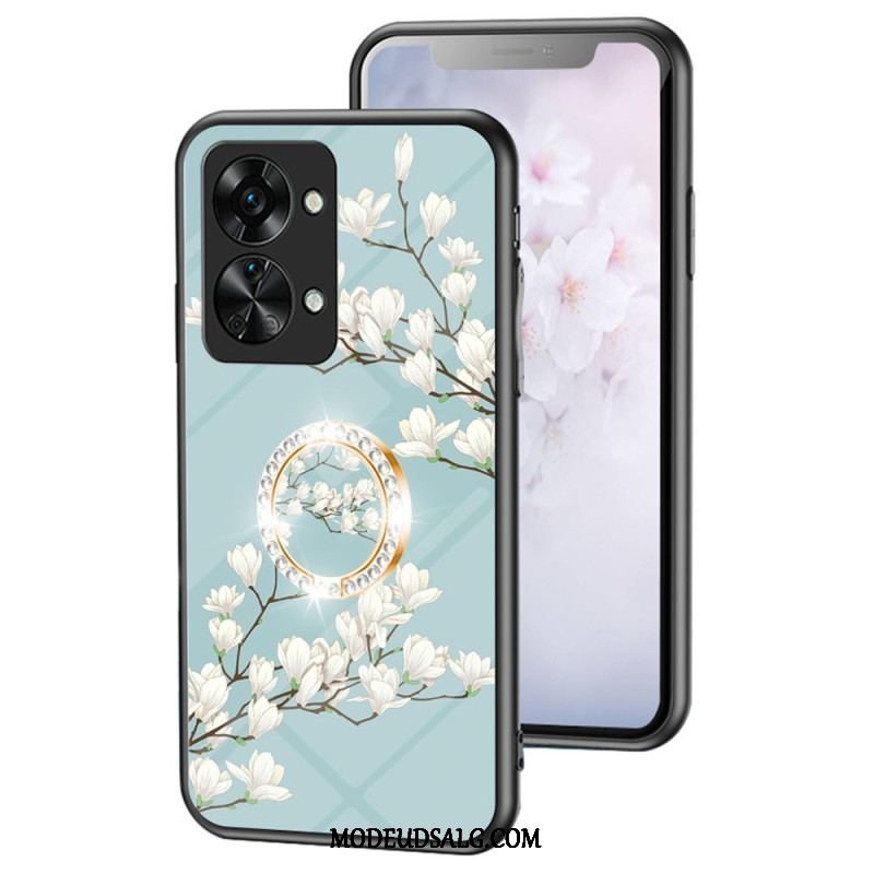 Cover OnePlus Nord 2T 5G Hærdet Glas Blomster Ring Diamanter