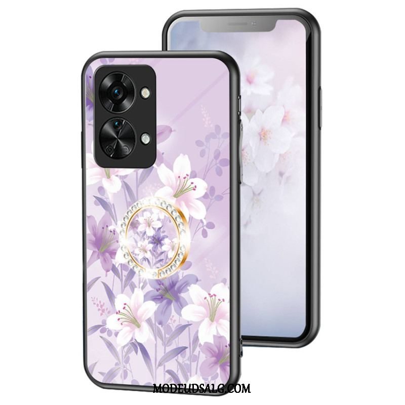 Cover OnePlus Nord 2T 5G Hærdet Glas Blomster Ring Diamanter