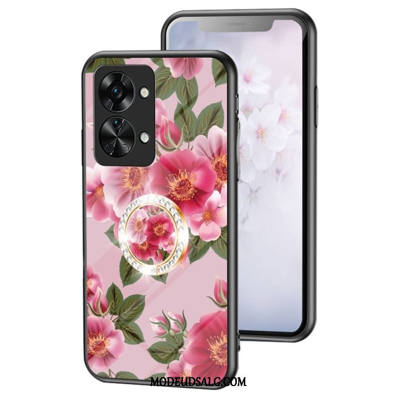 Cover OnePlus Nord 2T 5G Hærdet Glas Blomster Ring Diamanter