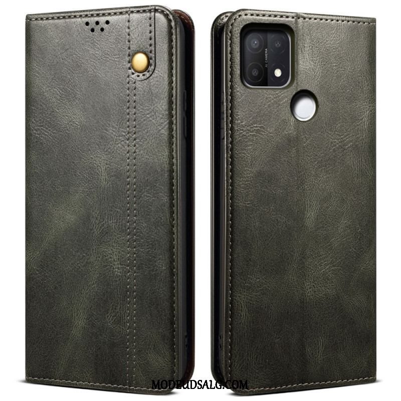 Cover Oppo A15 Flip Cover Voksbehandlet Kunstlæder