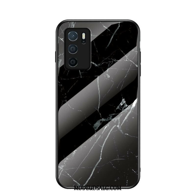 Cover Oppo A16 / A16s Marmorfarver Hærdet Glas