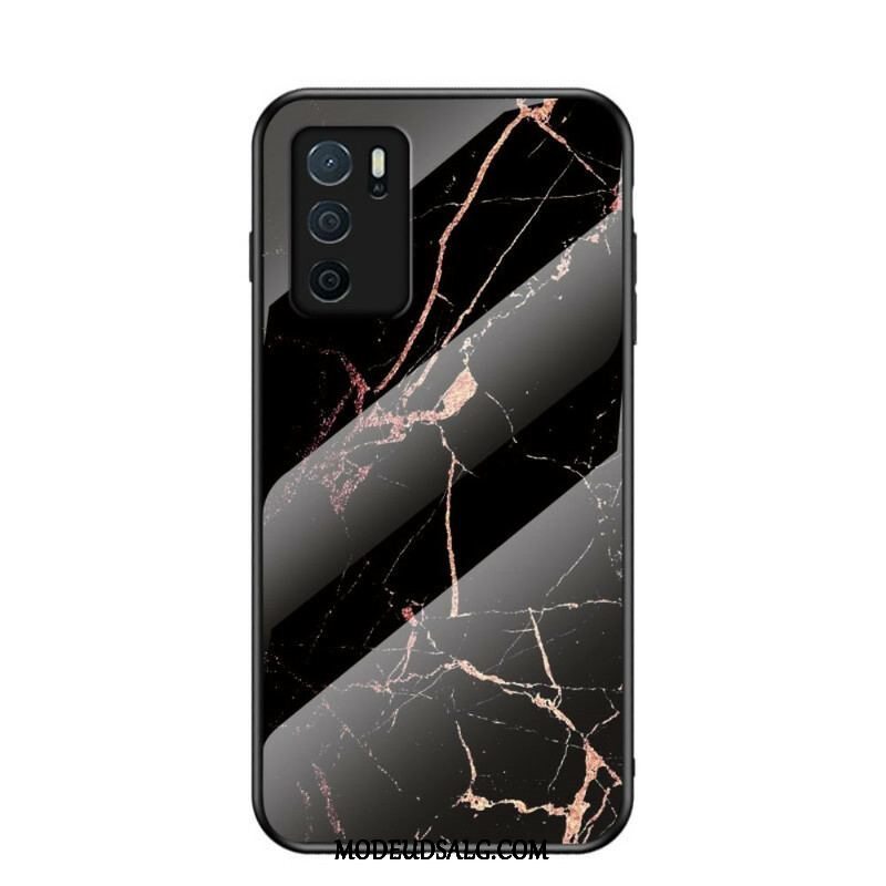 Cover Oppo A16 / A16s Marmorfarver Hærdet Glas