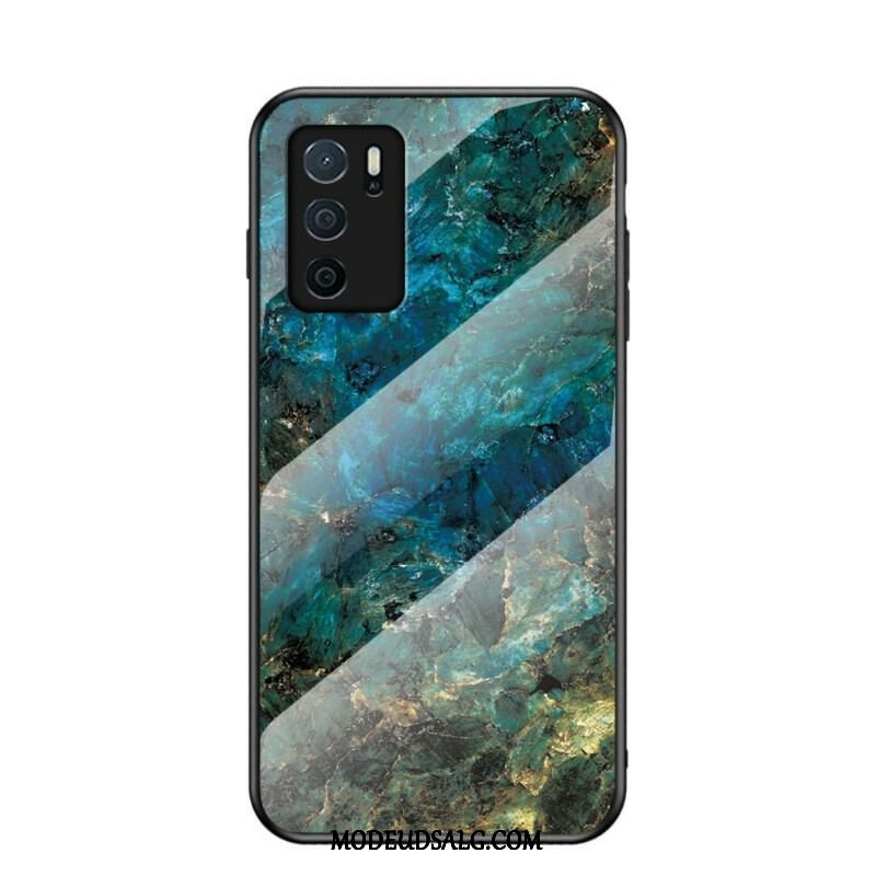 Cover Oppo A16 / A16s Marmorfarver Hærdet Glas