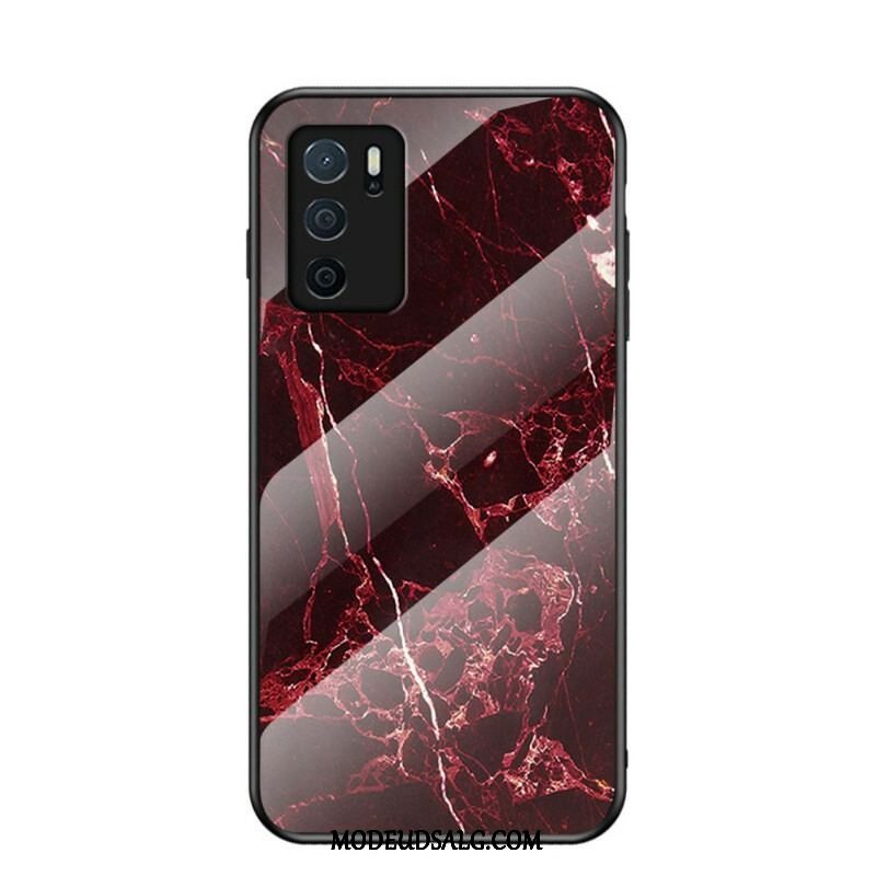 Cover Oppo A16 / A16s Marmorfarver Hærdet Glas