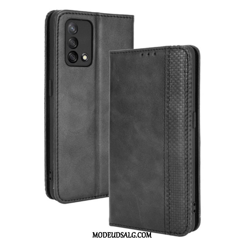 Cover Oppo A74 4G Flip Cover Stiliseret Vintage Lædereffekt