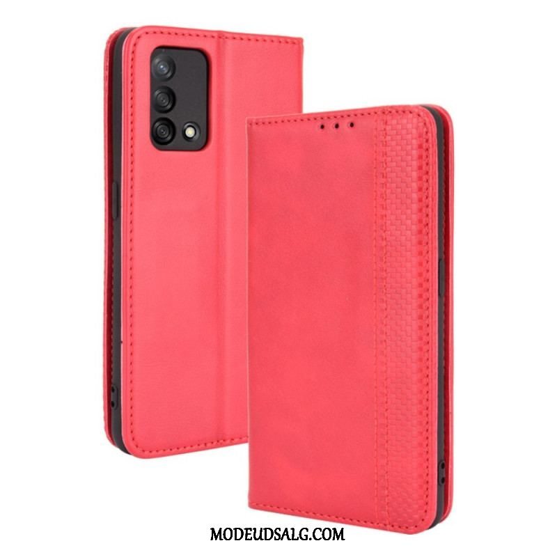 Cover Oppo A74 4G Flip Cover Stiliseret Vintage Lædereffekt