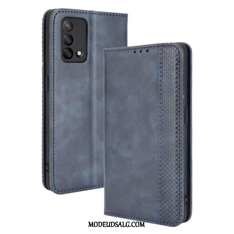 Cover Oppo A74 4G Flip Cover Stiliseret Vintage Lædereffekt