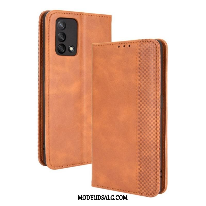 Cover Oppo A74 4G Flip Cover Stiliseret Vintage Lædereffekt