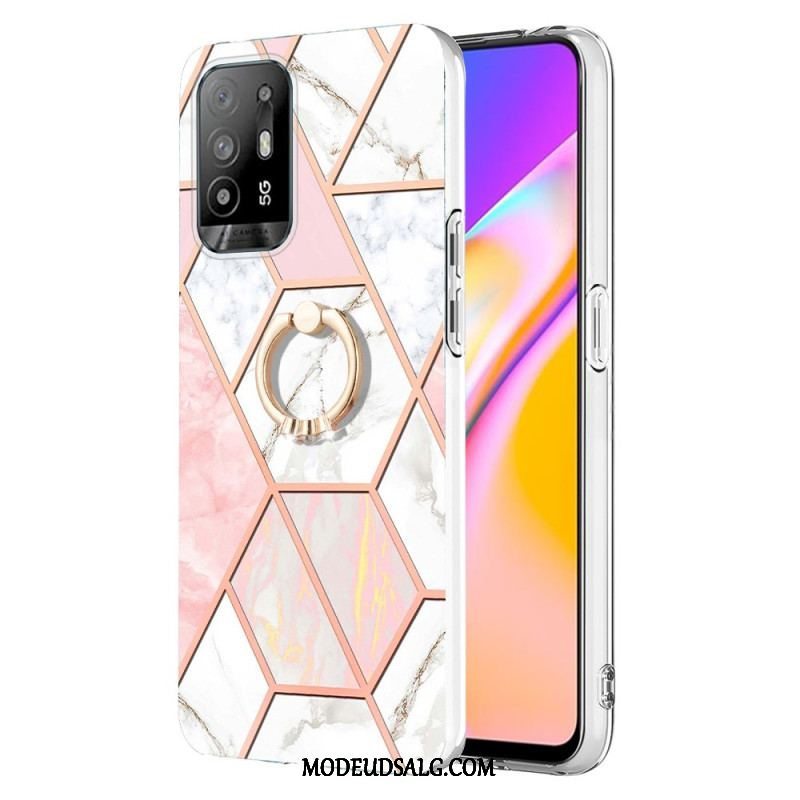 Cover Oppo A94 5G Geometrisk Marmor Med Ring