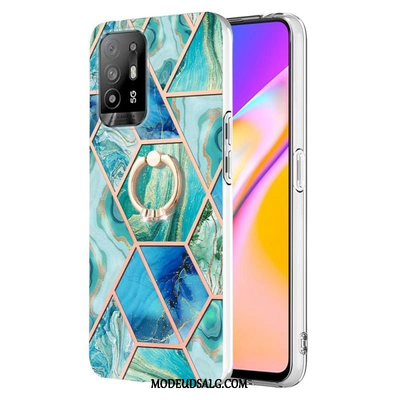 Cover Oppo A94 5G Geometrisk Marmor Med Ring