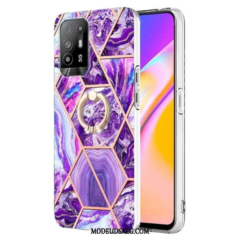 Cover Oppo A94 5G Geometrisk Marmor Med Ring