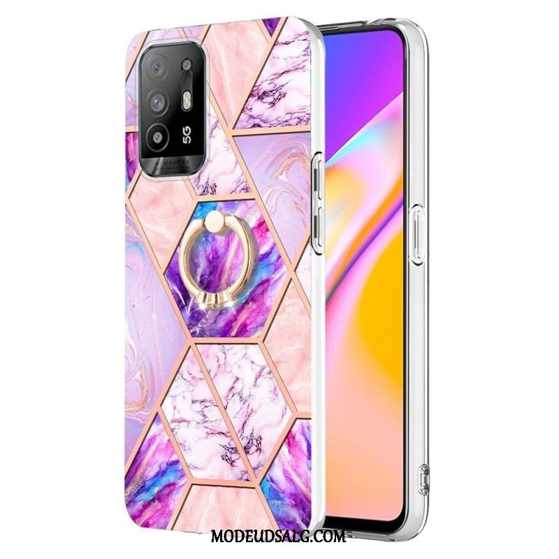 Cover Oppo A94 5G Geometrisk Marmor Med Ring