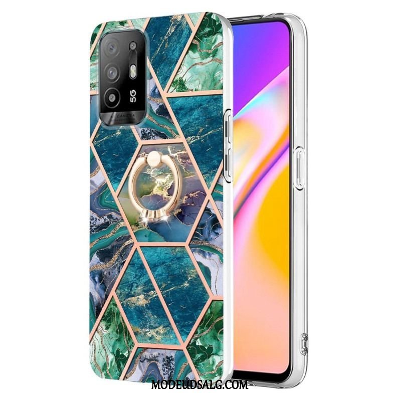 Cover Oppo A94 5G Geometrisk Marmor Med Ring