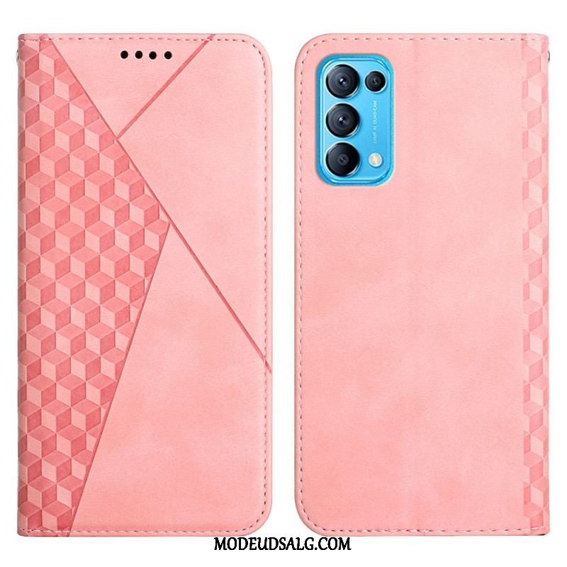 Cover Oppo Find X3 Lite Flip Cover Geo Lædereffekt