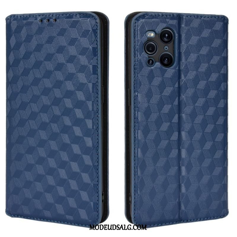 Cover Oppo Find X3 Pro Flip Cover Diamant Læder Effekt