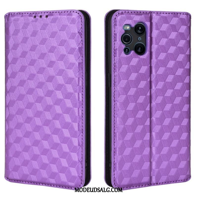 Cover Oppo Find X3 Pro Flip Cover Diamant Læder Effekt