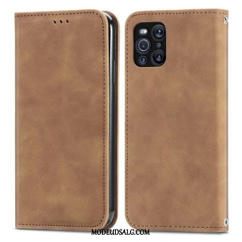 Cover Oppo Find X3 Pro Flip Cover Vintage Kunstlæder