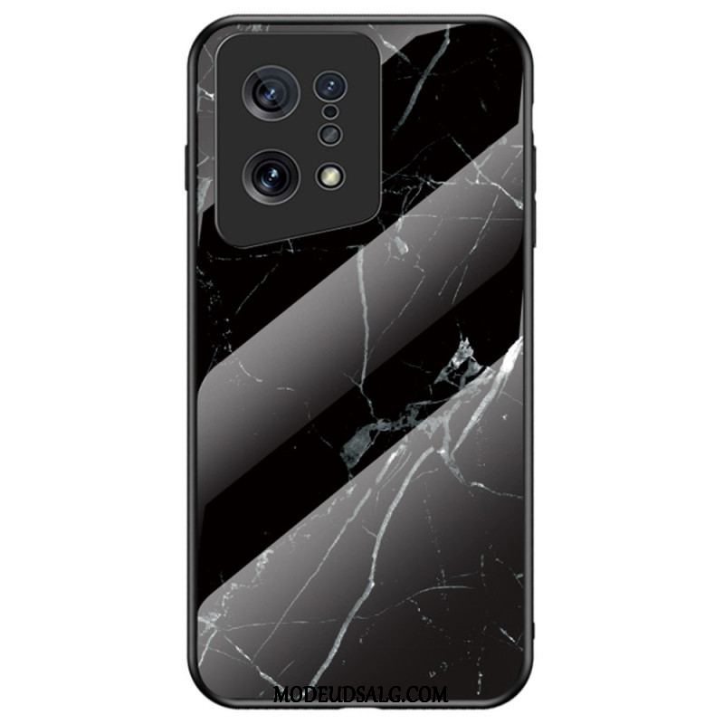 Cover Oppo Find X5 Farvet Marmor Hærdet Glas