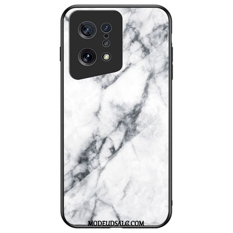 Cover Oppo Find X5 Farvet Marmor Hærdet Glas