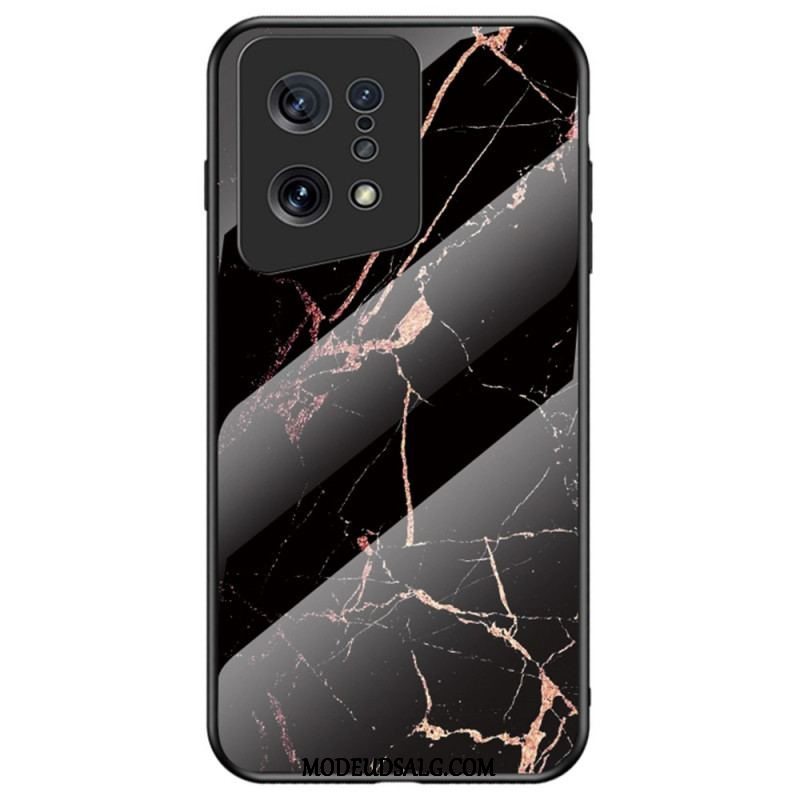 Cover Oppo Find X5 Farvet Marmor Hærdet Glas