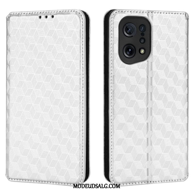 Cover Oppo Find X5 Flip Cover Diamant Læder Effekt