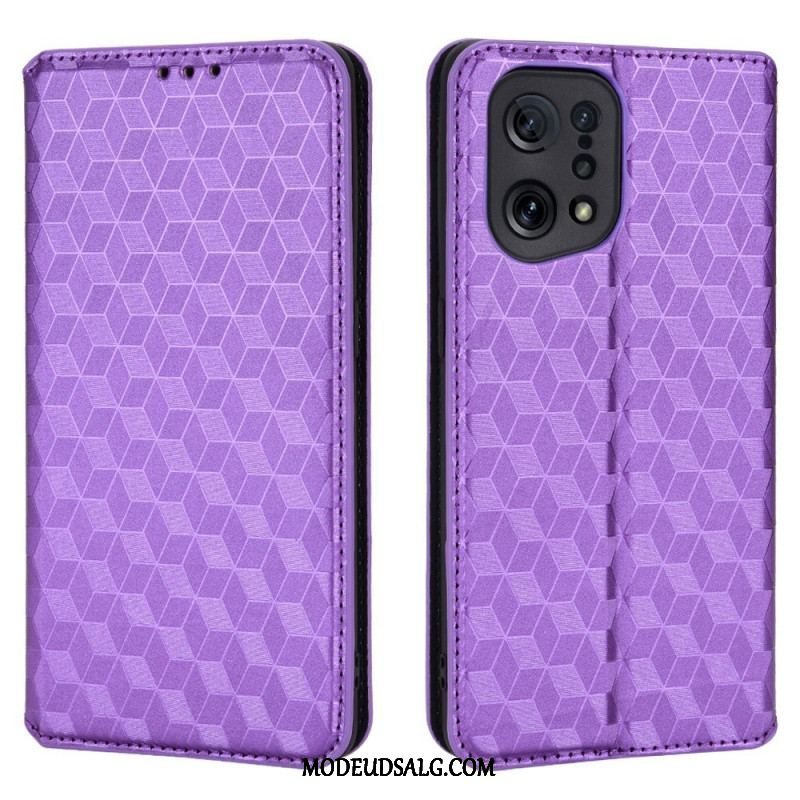 Cover Oppo Find X5 Flip Cover Diamant Læder Effekt