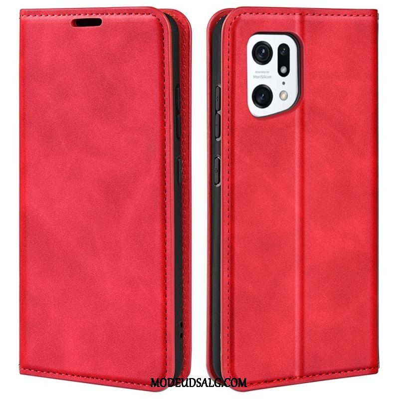 Cover Oppo Find X5 Flip Cover Silkeblødt Lædereffekt