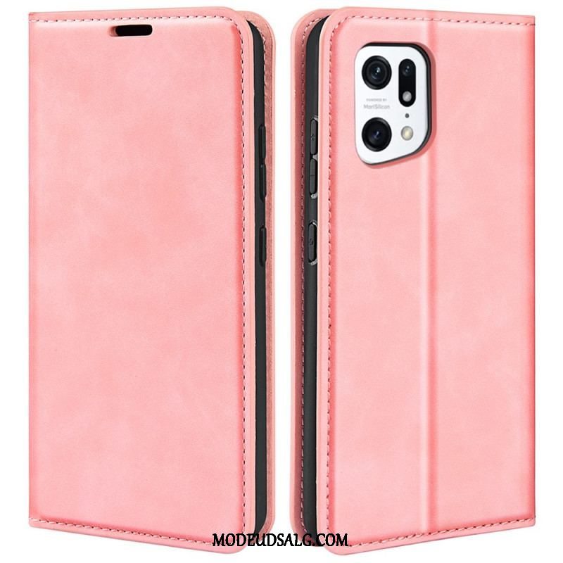 Cover Oppo Find X5 Flip Cover Silkeblødt Lædereffekt