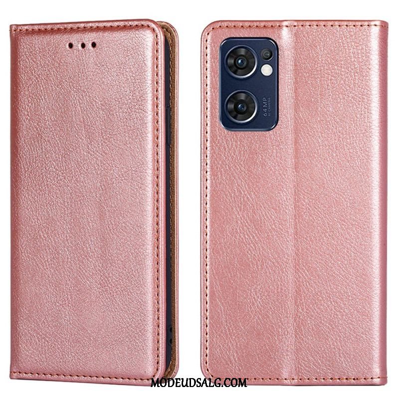 Cover Oppo Find X5 Lite Flip Cover Imiteret Lædersøm