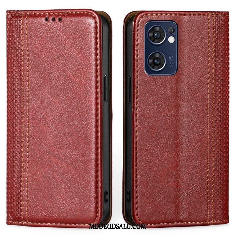 Cover Oppo Find X5 Lite Flip Cover Litchi Split Lædersøm