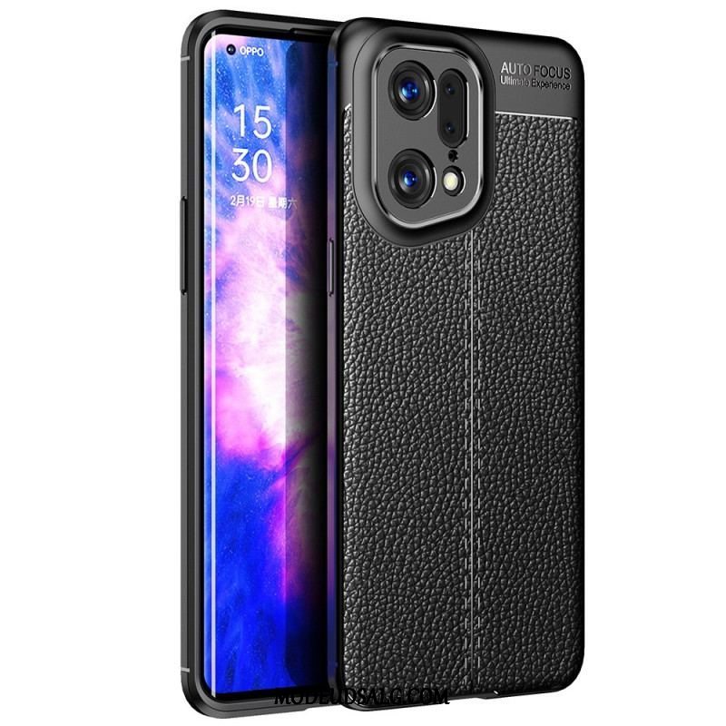 Cover Oppo Find X5 Pro Dobbelt Linje Litchi Læder Effekt