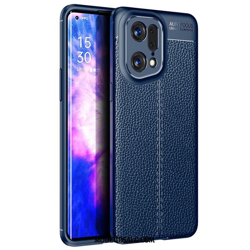 Cover Oppo Find X5 Pro Dobbelt Linje Litchi Læder Effekt