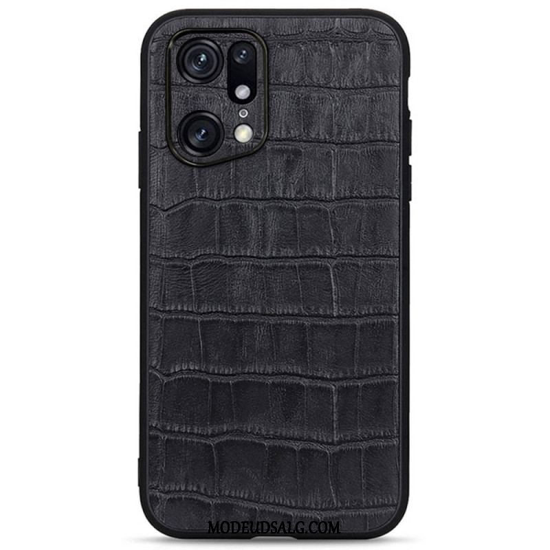 Cover Oppo Find X5 Pro Ægte Crocodile Texture Læder