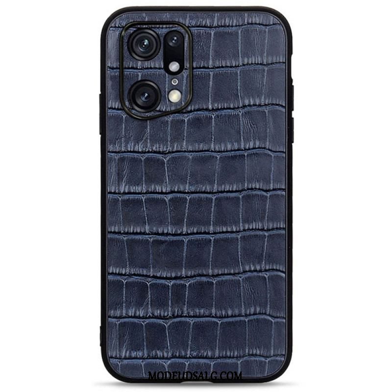 Cover Oppo Find X5 Pro Ægte Crocodile Texture Læder