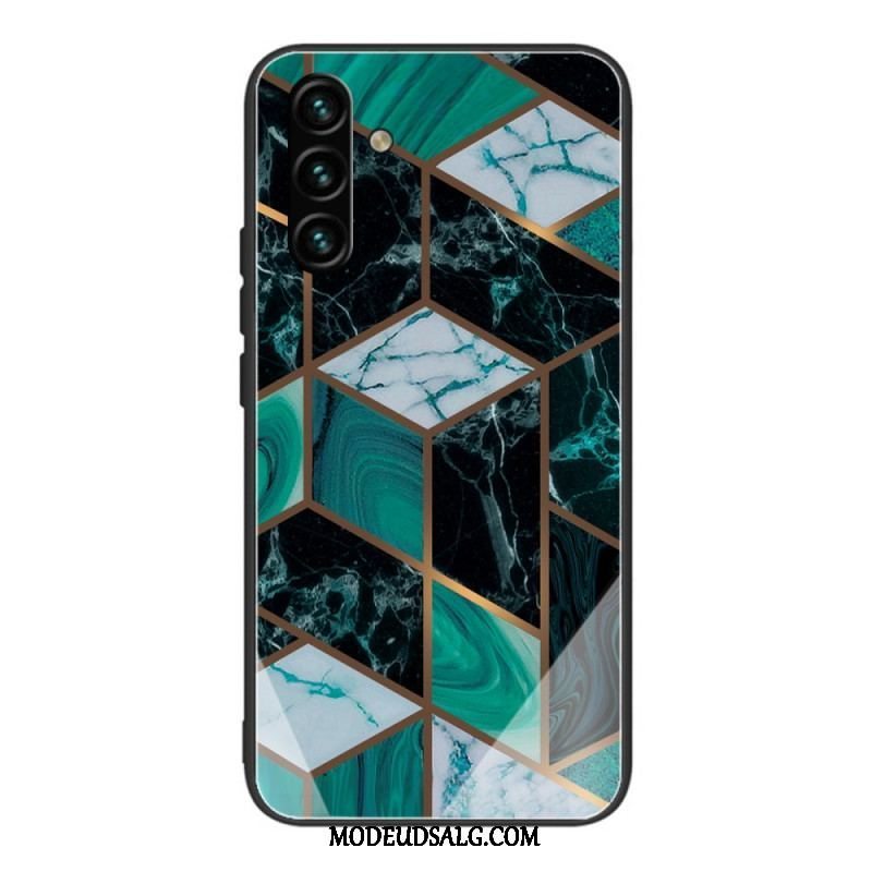 Cover Samsung Galaxy A13 5G / A04s Geometri Marmor Hærdet Glas