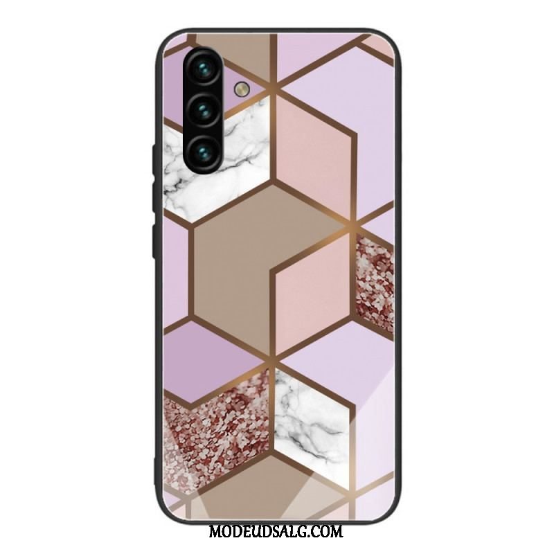 Cover Samsung Galaxy A13 5G / A04s Geometri Marmor Hærdet Glas