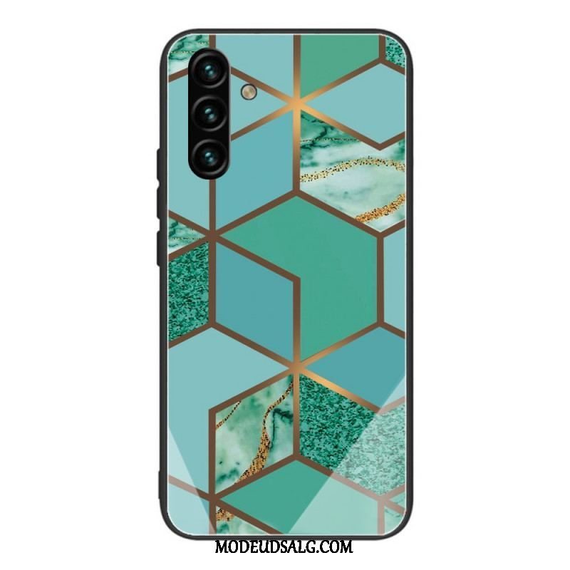 Cover Samsung Galaxy A13 5G / A04s Geometri Marmor Hærdet Glas