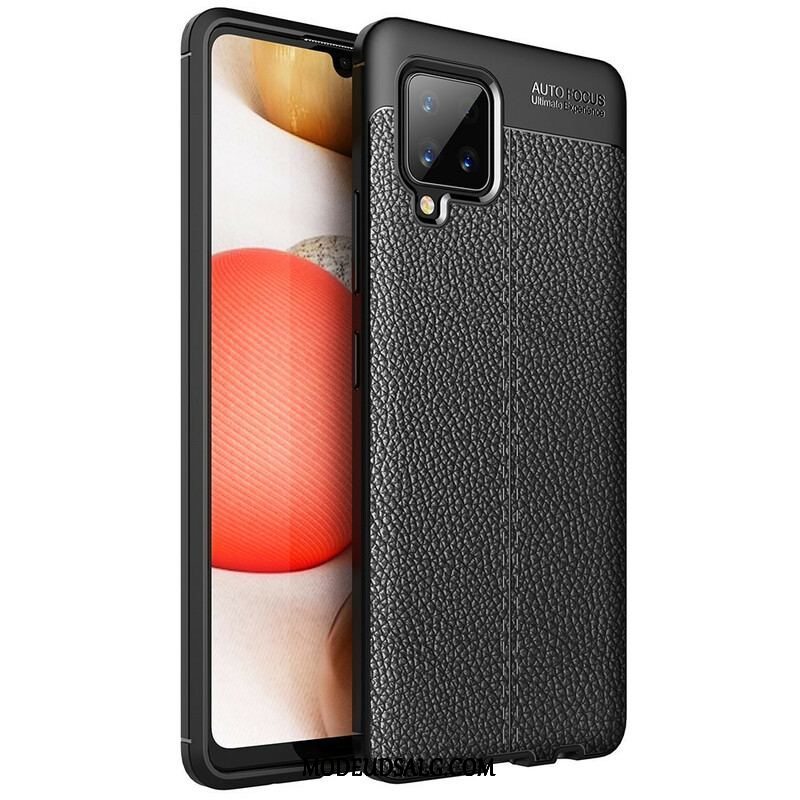 Cover Samsung Galaxy A42 5G Dobbelt Linje Litchi Læder Effekt