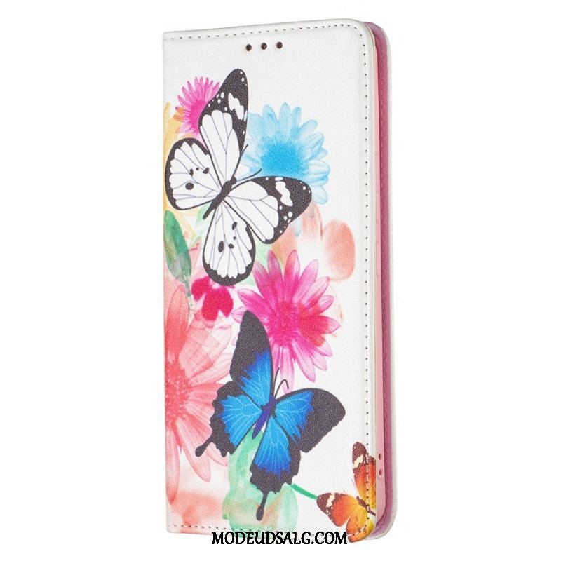 Cover Samsung Galaxy A53 5G Flip Cover Farverige Sommerfugle